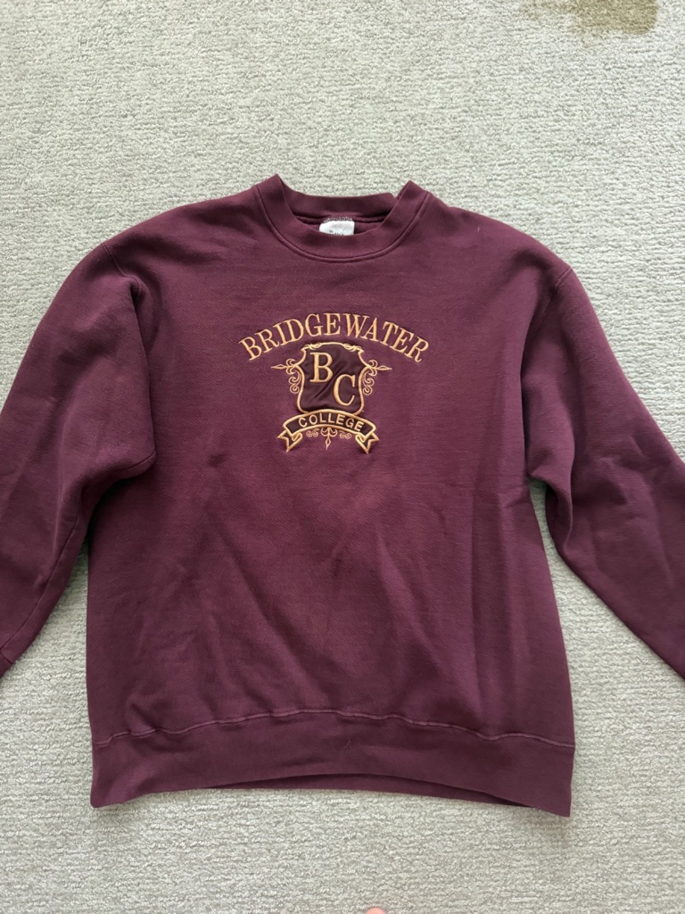 Bridgewater College Maroon Crewneck Sweatshirt with Gold Crest